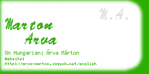 marton arva business card